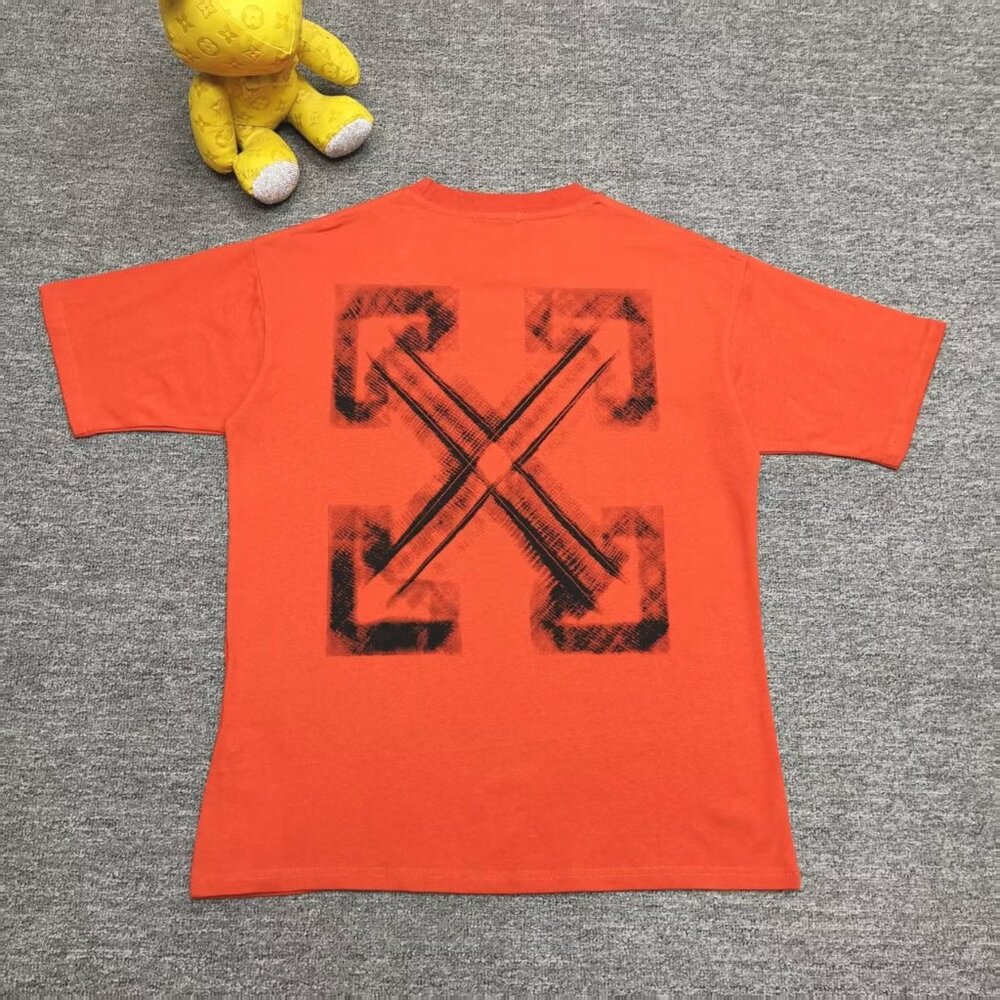 Off White Orange Arrow Printed Short Sleeve T-shirt Size M